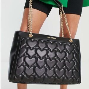 Love Moschino Black and Gold Quilted Shoulder Bag. Like new